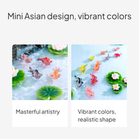 Koi Fish Lotus Leaf Resin Miniature Aquarium Decor