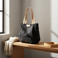 Embroidered Letter Tote Large Capacity Canvas Tote Bag Long-Lasting