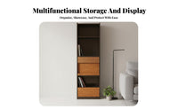 mid-centuryera Modern Design Cabinet with Reeded Glass Doors Vintage and design bookshelf Multi-Functional Display Case Adjustable Shelves for Book Lovers, LP Collectors, residents, Living Room, Home Office, Bedroom