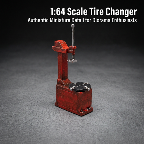 1:64 Scale Tire Changer Model for Garage Diorama, Realistic Miniature Repair Shop Tool, Hobbyist Res - Image 2