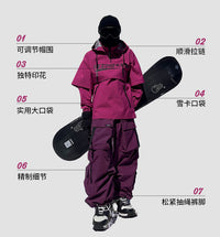 美式加绒加厚滑雪套装男女防风防水单双板滑雪服户外全套时尚雪衣