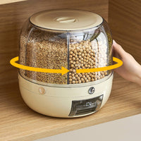 Grain Storage Dispenser Partitioned Storage Container with Compartments Sealed