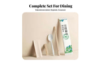 Disposable Biodegradable Tableware, Chopsticks, Spoon, Napkin, Dental Pick, Four-Piece Eco-Friendly Takeout Set