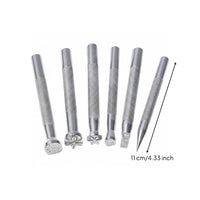 6 Pieces Leathercraft Stamping Tools Clear Patterns Leather Carving Punch Set