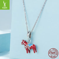 Yinziyun Original S925 Silver Dala Horse Pendant Red European-American Style DIY Bracelet Bead Accessory