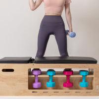 Wooden Exercise Bench Black Metal Adjustable Bench Full Body Training Fitness Equipment
