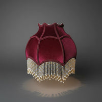 Beaded Tassel Lampshade Deep Burgundy Beaded Fringe Shade Vintage