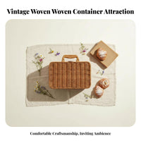 Woven Suitcase Basket With Handle Suitcaseand aesthetic Container Portable for outdoor dinings