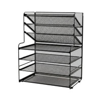 Document Rack with Side Baskets Slanted Mail File Sorter Tray Stepped for Office