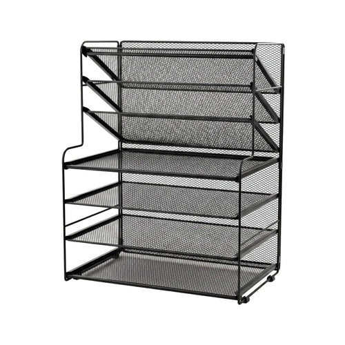 Document Rack with Side Baskets Slanted Mail File Sorter Tray Stepped for Office