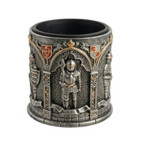 Cylindrical Planter Medieval Relief Flowerpot Textured for Tabletop, Collectors