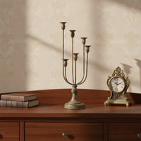 Five-Arm Candle Holder Vintage 5-Arm Candelabrum Metal for Dining Tables