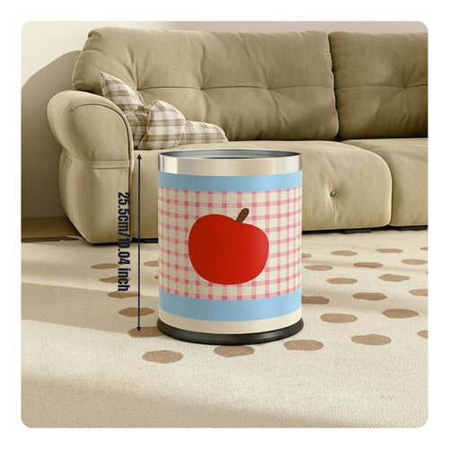 Wood Grain Trash Can Large Capacity Uncovered Top Garbage Can for Living Room