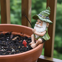 Fishing Gnome Statue Artisanal Look Dwarf Fishing Figurine Charming Accent
