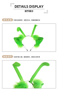 Green Alien Cat Ears Headband and Tail Cosplay Set
