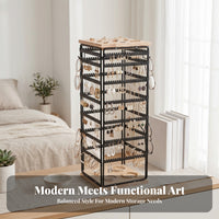 7 Tier Rotating Rack Light Wood Rotating Earrings Display Rack Detachable Retail Fixture
