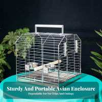 Stainless Steel Bird Enclosure Cage Rust-Resistant Portable Parrot Carrier Easy to Clean Portable Winged Transit Cage for Outdoor