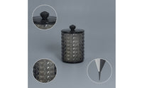 Qtip Holder Acrylic Vanity Organizer with Lid Diamond-Texture Swab Holder for Washroom Counter, Dressing Table