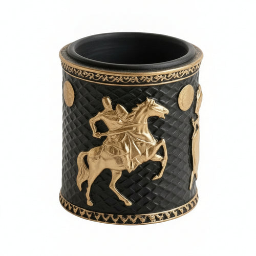 Cylindrical Planter Medieval Relief Flowerpot Textured for Tabletop, Collectors