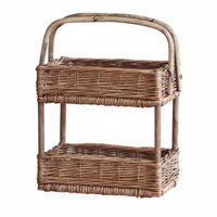 Textile Storage Basket Handwoven 2 Tier Storage Basket Rustic Style Tiered Rack