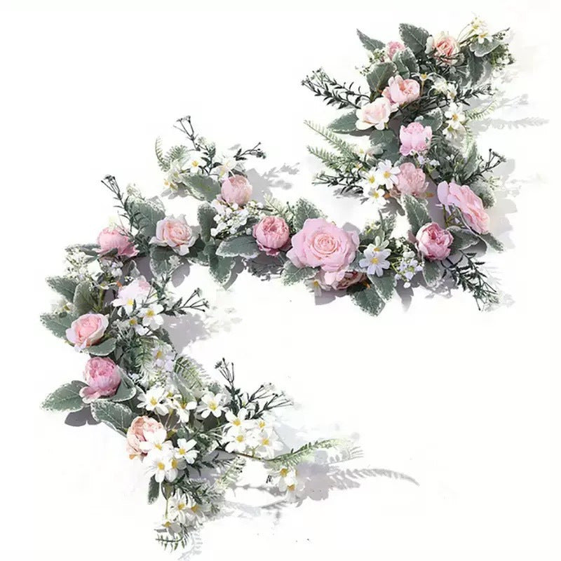Artificial Rose Vine Spring Faux Flower Garland for Home and Wedding