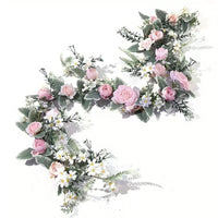 Artificial Rose Vine Spring Faux Flower Garland for Home and Wedding