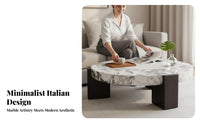 Italian & design Round Coffee Table Marble Pattern Top circular table with cone-shaped Base Minimalist furniture aesthetic Furnishing Designer Inspired for Interior Designers, Art Lovers, Apartment Dwellers, Living Room, Lounge Area, Office