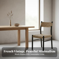 Woven Seat Chair Japanese Minimalist Look and Feel Woven Spine Chair French Vintage Reminiscent of Dense Weaving