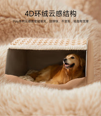 千鸟格抽屉窝半封闭式狗窝保暖防风狗狗睡觉狗床宠物金毛柴犬狗屋