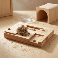 Small-Pet Foraging Tray Mental Wooden Puzzle Feeder Animal Gear for Tabletop