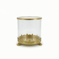 Glass Holder with Claw Feet Embossed Decorative Container for Vanity, Dresser