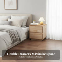 Wooden Nightstand with Drawer Mortise and Tenon Joint Bedside Table for Bedroom
