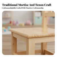 Wooden Stool with Backrest full Wood Construction Household Furniture
