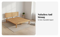 Nordic design Lowsilhouette Slatted Frame slimsilhouette Headboard Lowsilhouette Wooden Bed Frame Modern Minimalist Design Bedroom Furniture Natural Wood Look for Minimalists, Apartment Dwellers, Homeowners, Guest Room