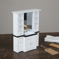 Miniature Vanity with Mirror Wooden Dollhouse Vanity Decorative for Children