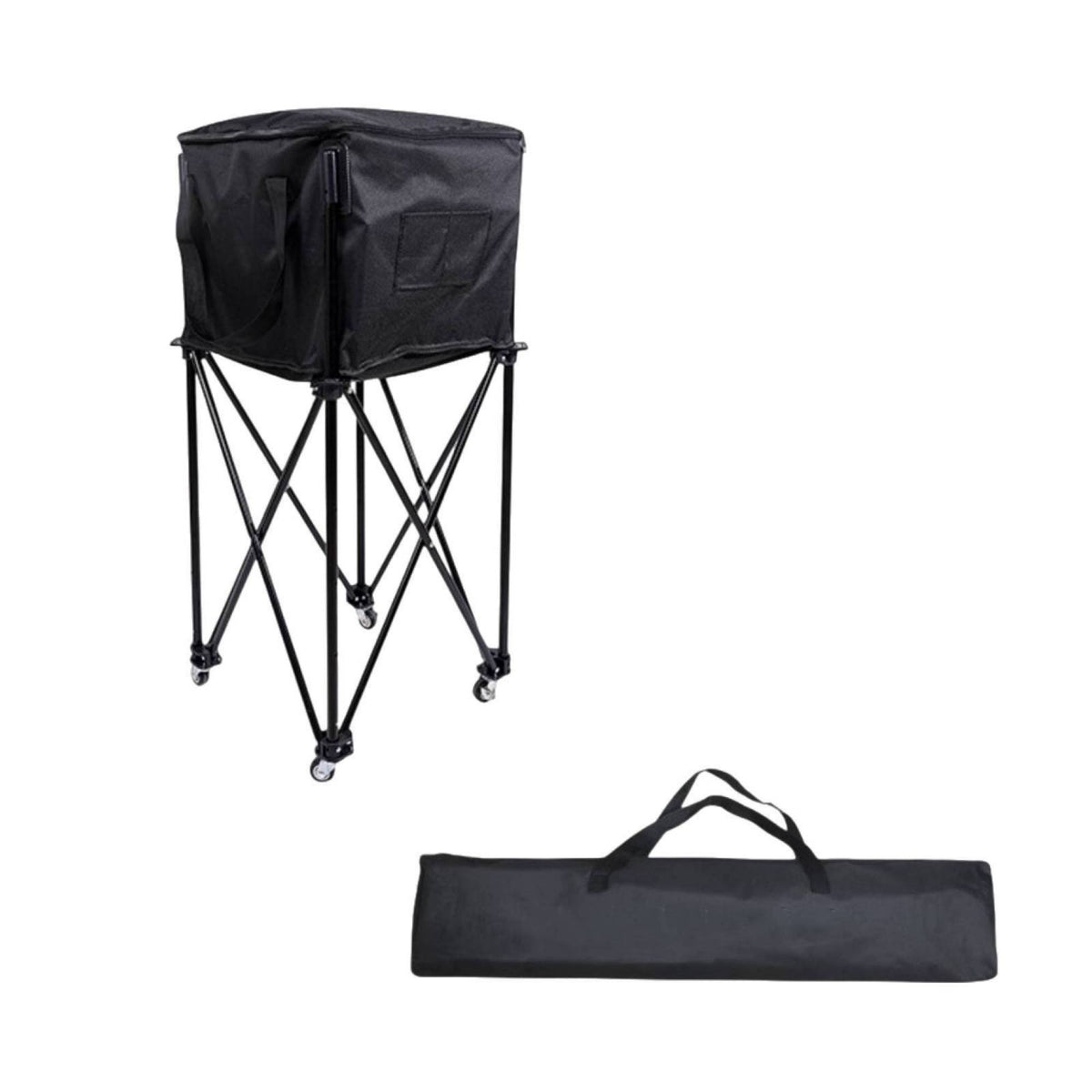 Folding Ball Storage Cart Collapsible Ball Hopper with Wheels Foldable Pickleball Cart Heavy Duty for Coaches