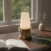 Table Lamp with Metal Base Compact Bedside Lamp Stylish for Cafe, Living Room