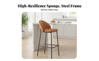 Upholstered Counter Stool with Rear Supportrest Rustic Design Bar Chair Light Luxury Design Easy Assembly for Adults