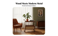Dual-Level Rattan Trolley Vintage Aesthetic Mobile Side Table Woven Shelves Space-Saving for Hosts, Living Room, Bedroom