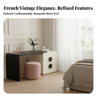 French aesthetic Vanity Set with Round Mirror Multi-Drawer Storage Makeup Table multi-functional Bedroom Furniture Easy Assembly for Adults, Women, young ladies, Home, Apartment, dressing area