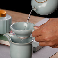 Ru Kiln Ceramic Tea Strainer with Maple Leaf Design for Kung Fu Tea Set