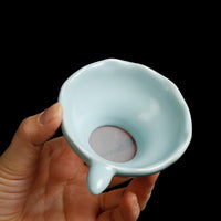 Ru Kiln Ceramic Tea Strainer with Maple Leaf Design for Kung Fu Tea Set