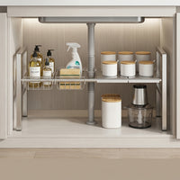 Under-Sink Storage Rack, Stainless Steel, Pot Storage, Kitchen Organization, 2-Tier Drawer