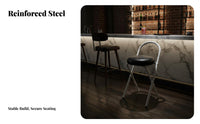 Padded Folding Bar Stool with Backrest Built-in Footrest for Adults, Event Hosts