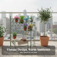 3-Tier Step Plant Stand Weather-Resistant 3-Tier Step Shelf Rust-Proof for Patio