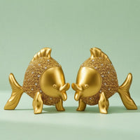 Golden fishing Figurines Textured Figurine Raised Fins Home Decor