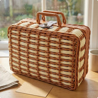 Rattan Suitcase Storage Box Top Handle Suitcase-Style Storage Box Rigid