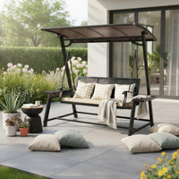 Garden Swing Chair with Stand Weather Resistant Freestanding Sunshade Top Swing for Backyard