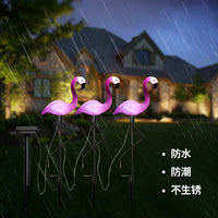 Solar Flamingo Light with Three Heads for Outdoor Garden Decoration