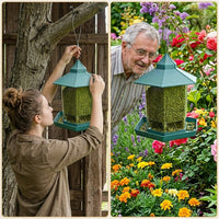 Hanging Bird Feeder with Hexagonal Roof, Outdoor Bird Feeder for Garden Supplies, Garden Bird Feeder for Stylish Outdoor Decor